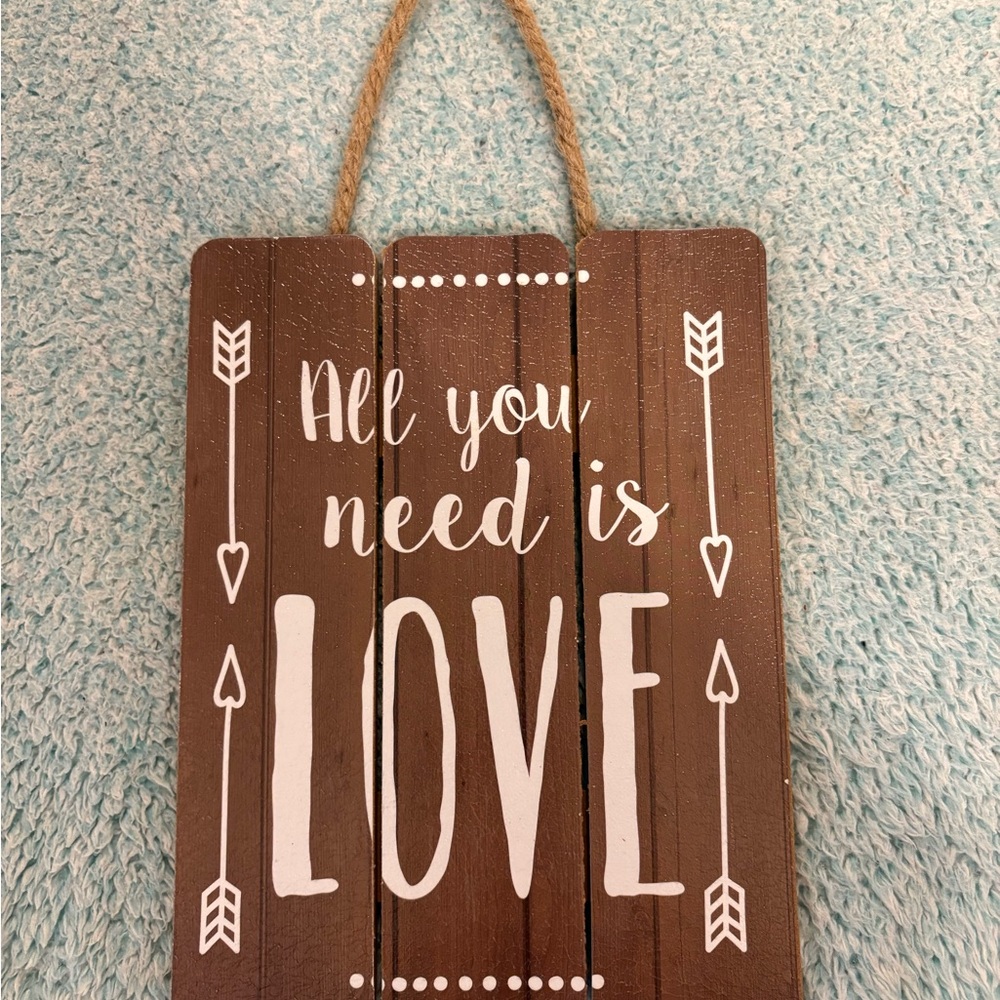 Rustic Brown Wall Decor Sign - All You Need is Love